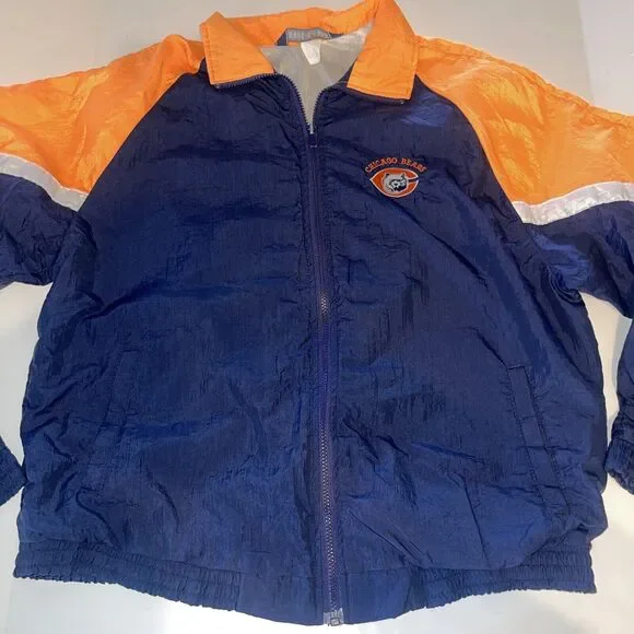 Vtg Chicago Bears lightweight jacket Men L Hilton Tag Windbreaker NFL Football - Picture 1 of 16